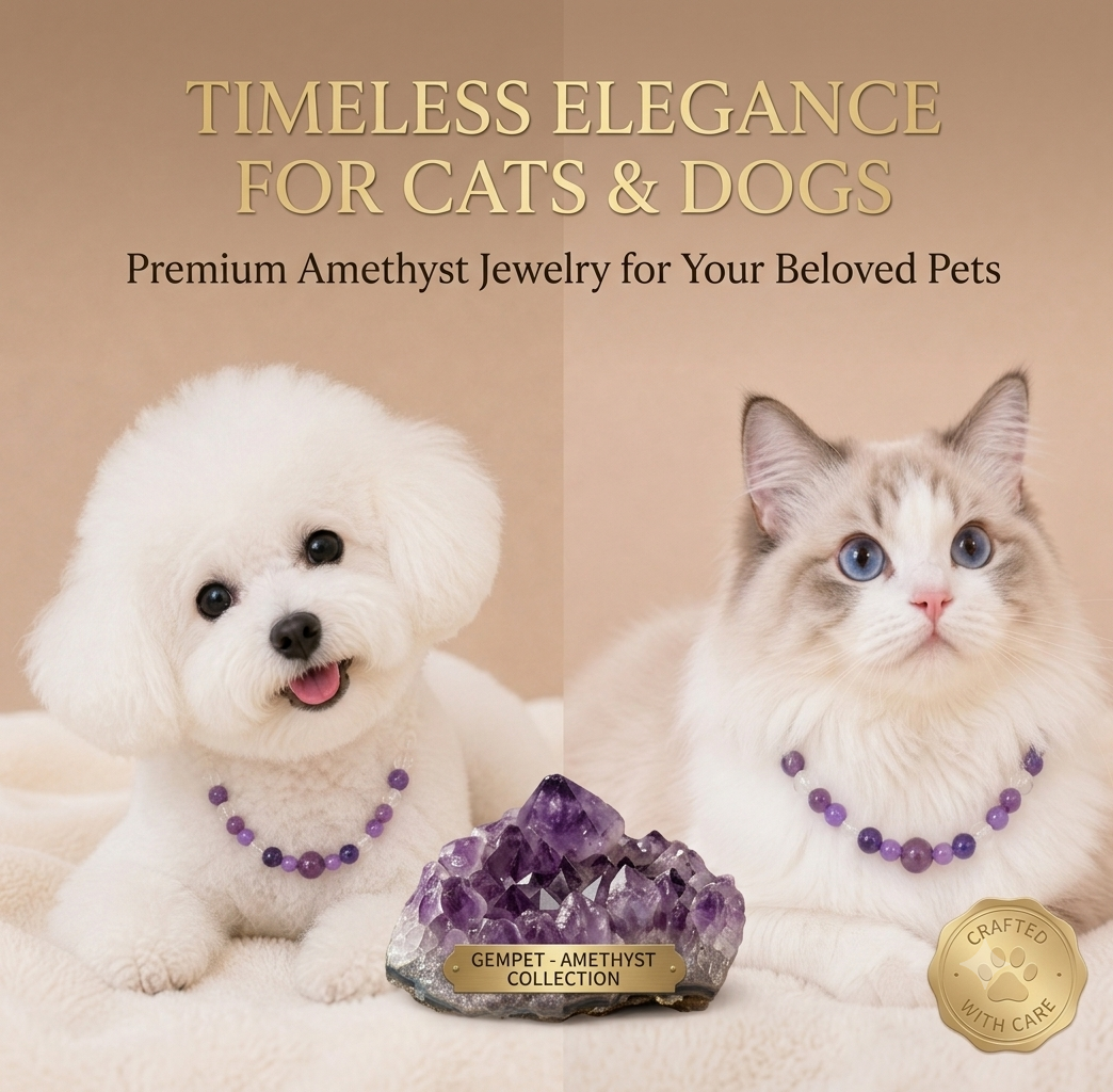 Natural Crystal Pet Collar — Handcrafted Healing Amulet for Dog & Cat Anxiety | TerraGem
