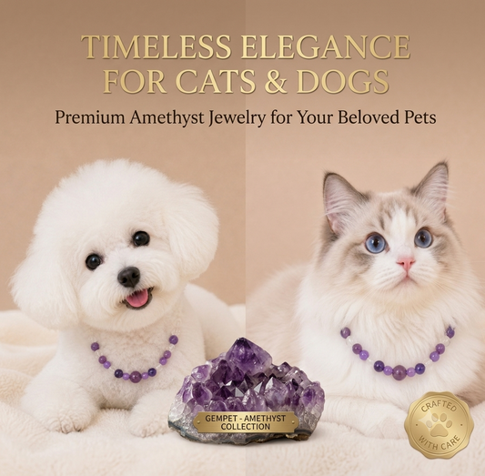 Natural Crystal Pet Collar — Handcrafted Healing Amulet for Dog & Cat Anxiety | TerraGem
