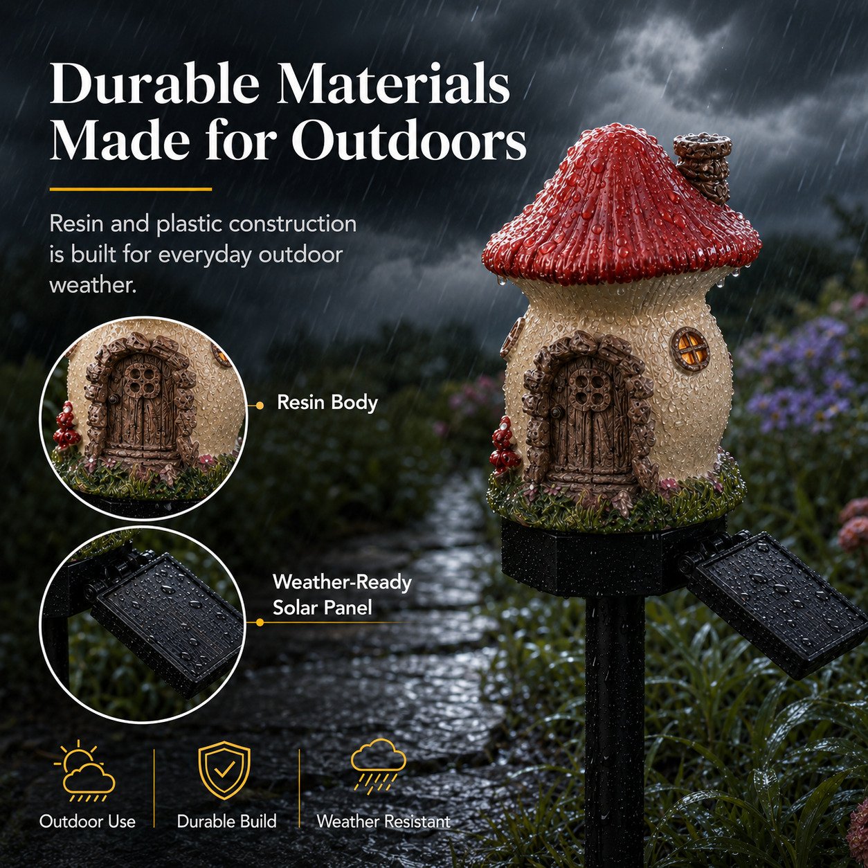 🍄 Enchanted Solar Mushroom House Light – Cozy Fairy Garden Decor