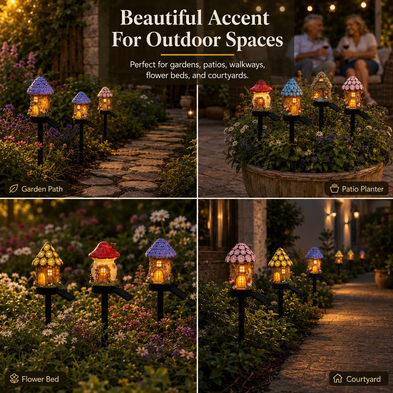 🍄 Enchanted Solar Mushroom House Light – Cozy Fairy Garden Decor