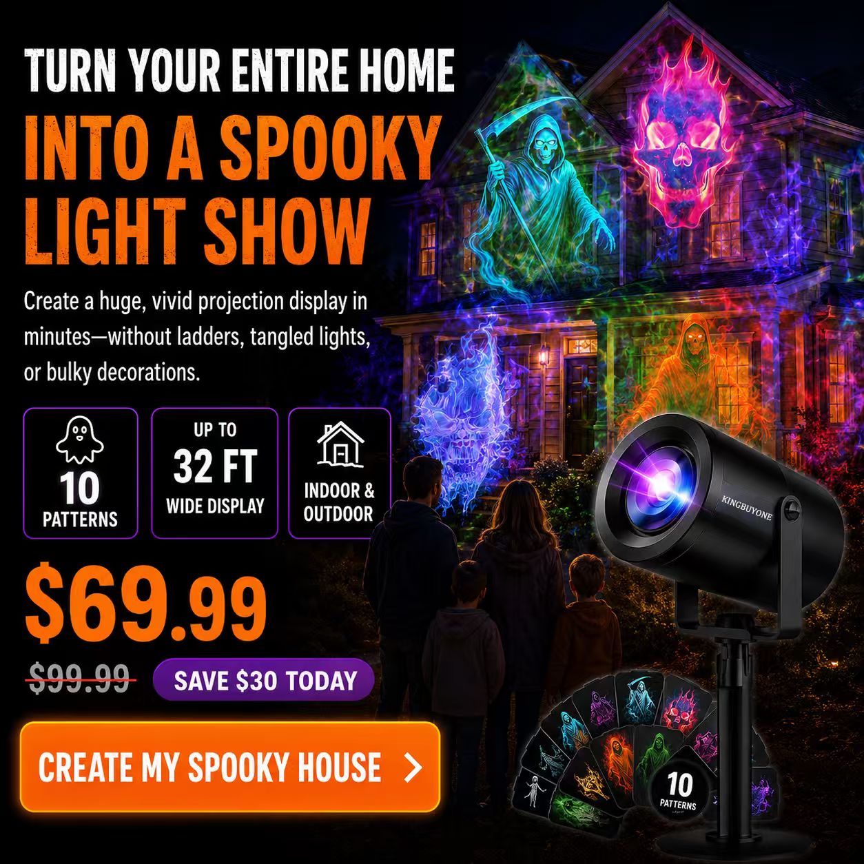 🎃32FT HD Halloween Projector | That Disappoint Your Halloween Party | 10 Unique HD Projection Patterns