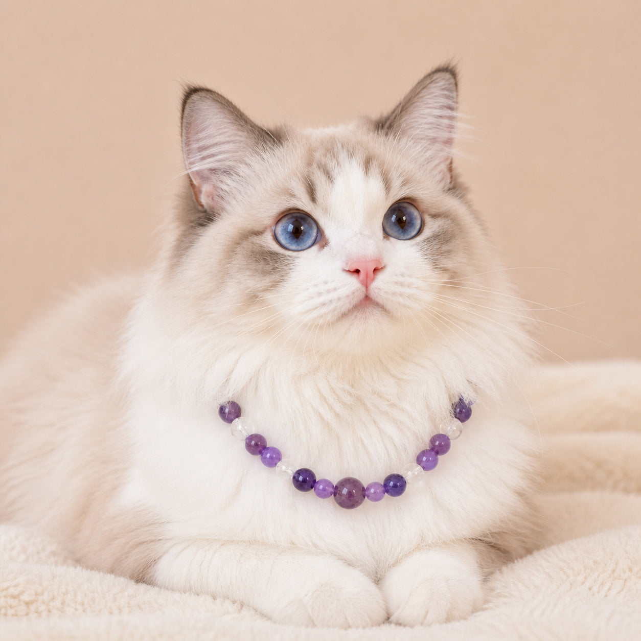 Natural Crystal Pet Collar — Handcrafted Healing Amulet for Dog & Cat Anxiety | TerraGem
