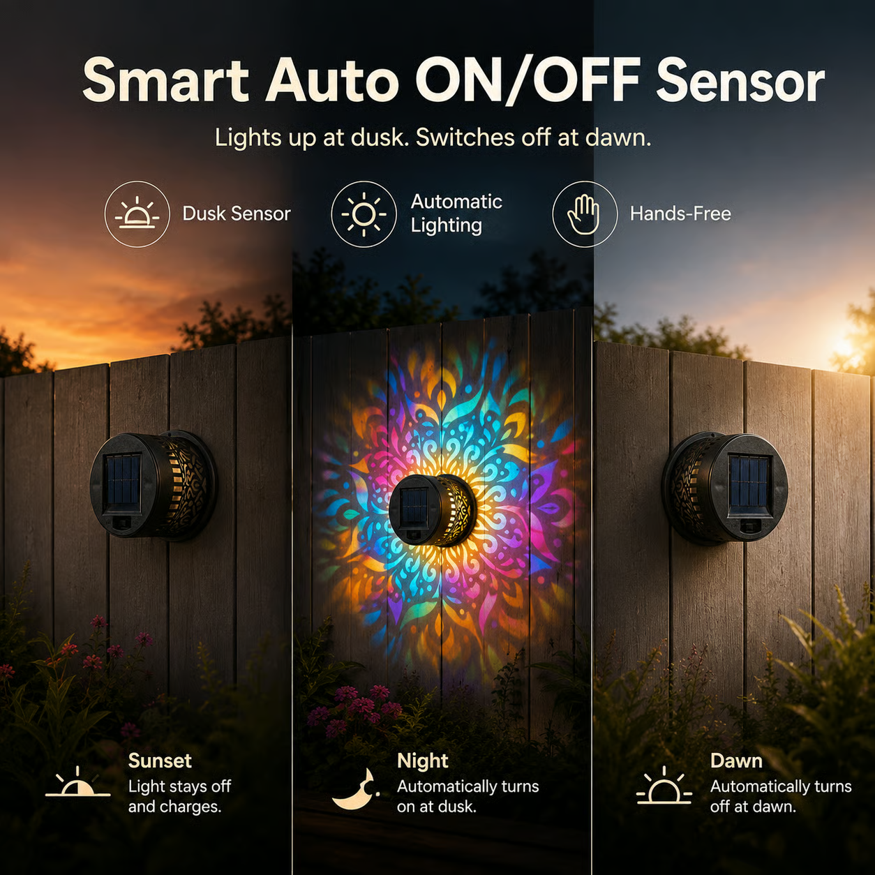 99K+ SOLD!✨-Solar Mandala Wall Light | Outdoor Garden Fence Projector Lamp 🪐🌌-Viral