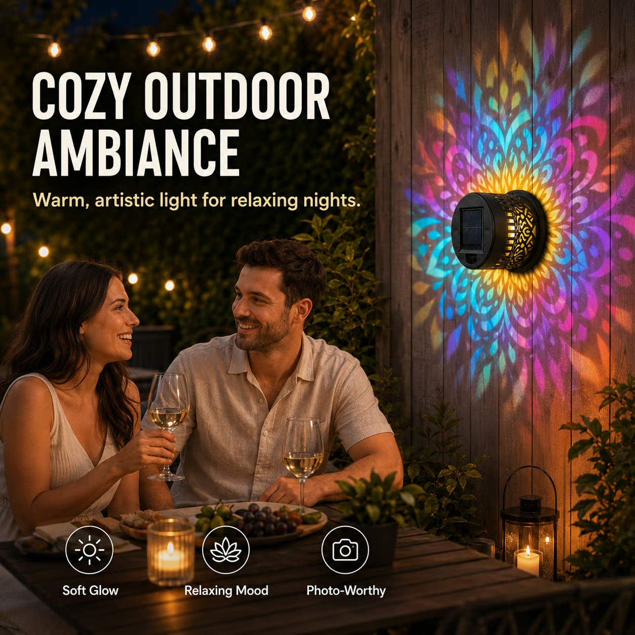 99K+ SOLD!✨-Solar Mandala Wall Light | Outdoor Garden Fence Projector Lamp 🪐🌌-Viral