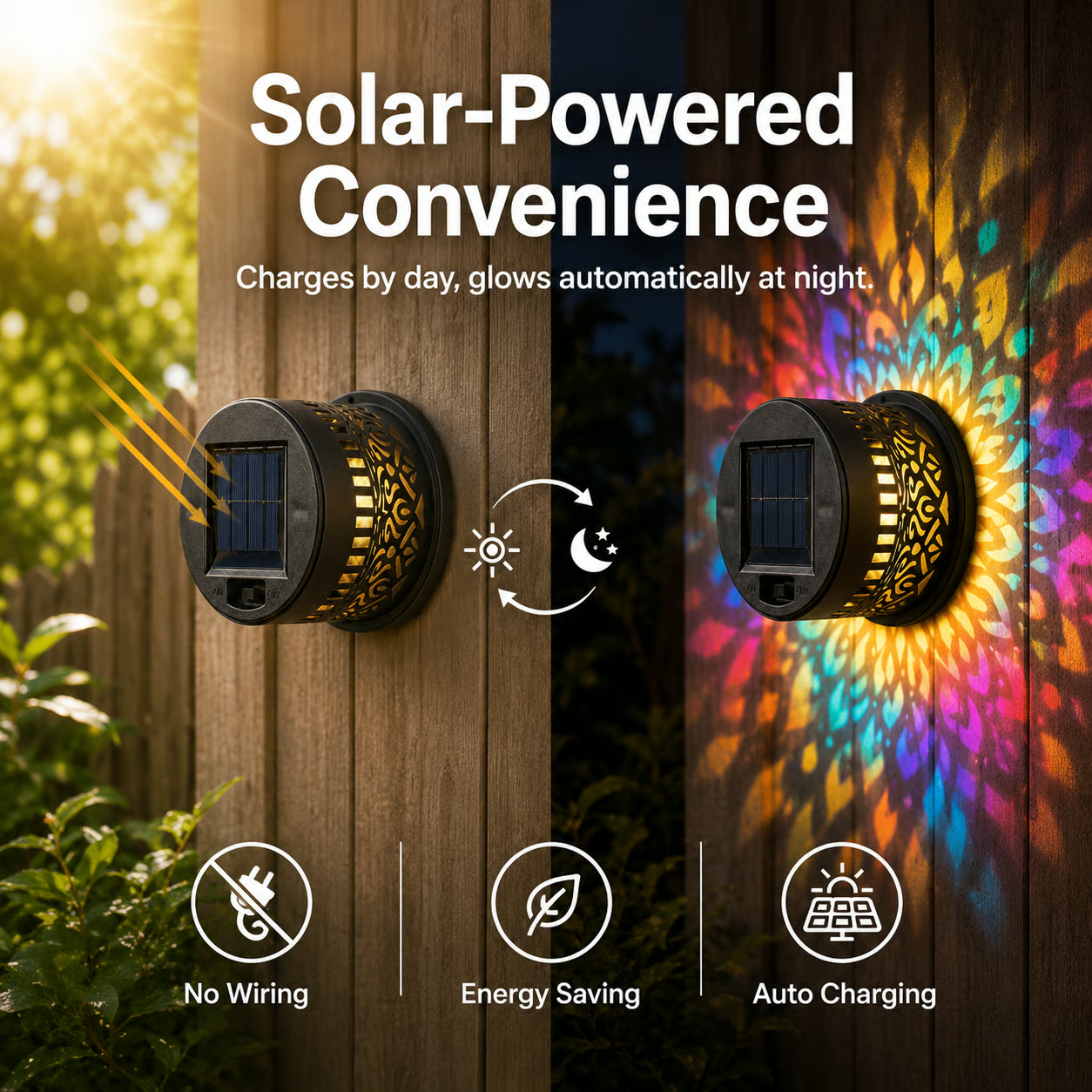 99K+ SOLD!✨-Solar Mandala Wall Light | Outdoor Garden Fence Projector Lamp 🪐🌌-Viral